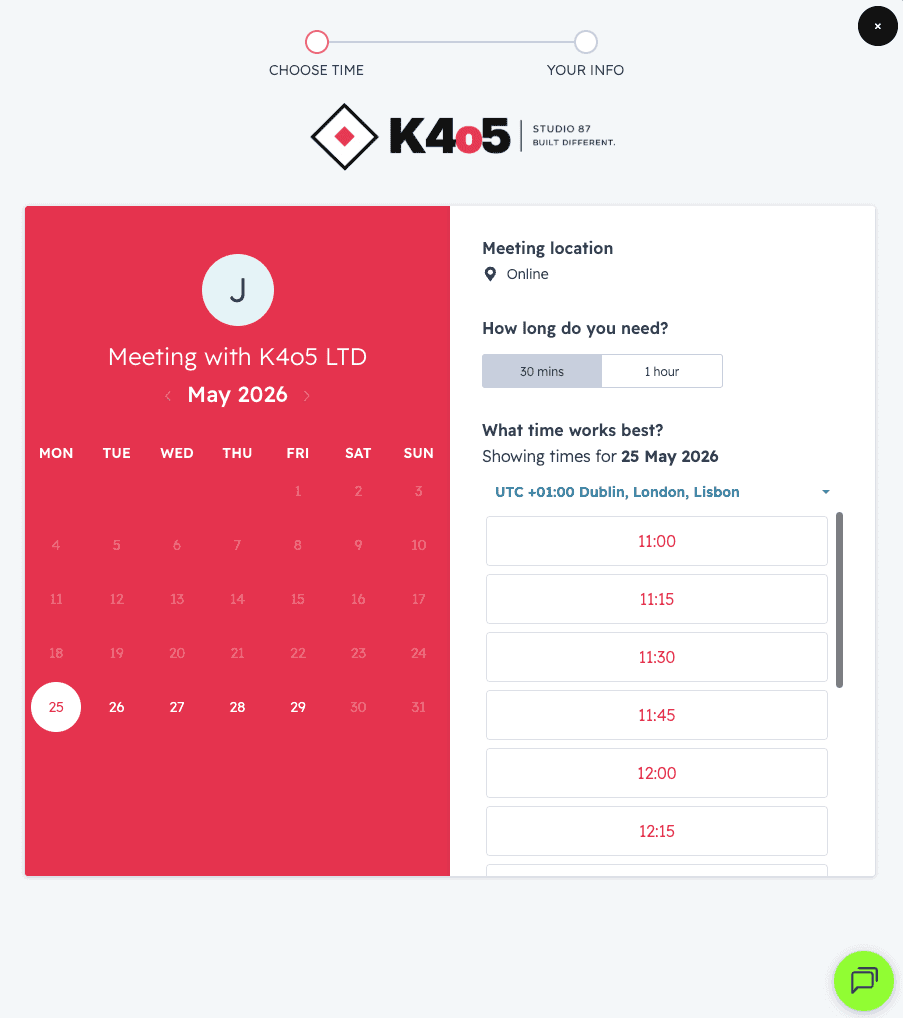 K4O5, CLIENT BOOKING