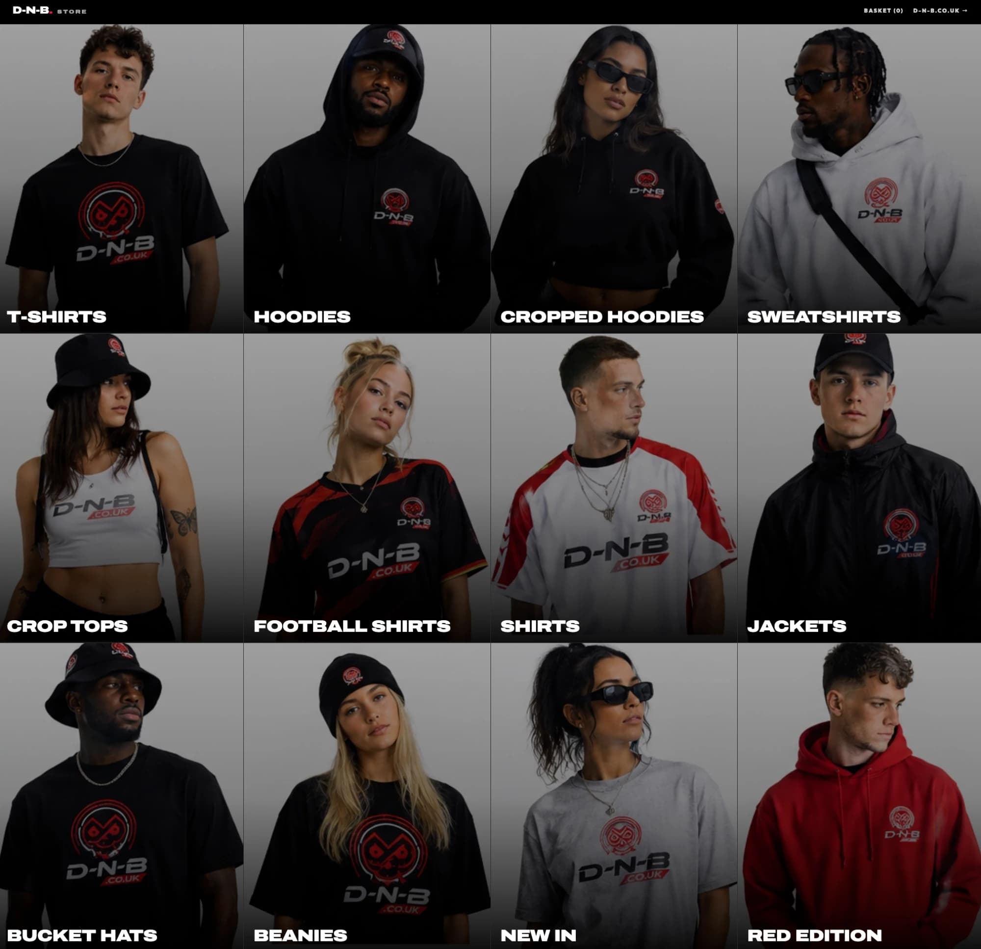 The D-N-B store, twelve clothing categories