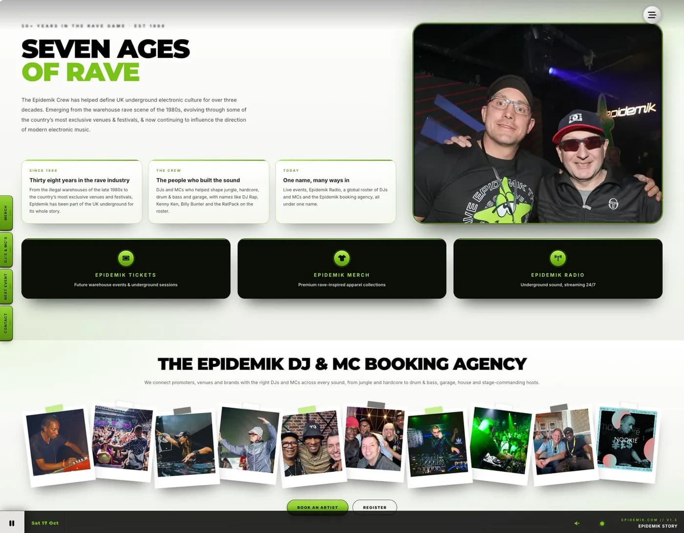 Epidemik website, view 1